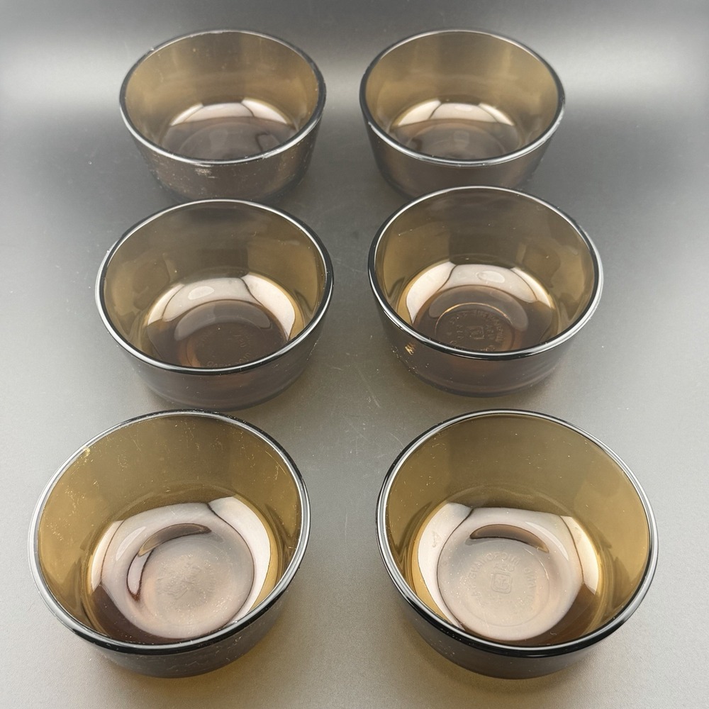 Anchor Hocking Fire King Amber Brown Glass Custard Dessert Bowls Set Of 6